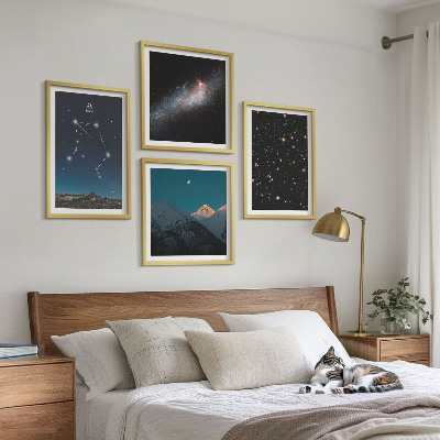 Set 4 slik v okvirju Vesoljska galaksija Tehtnica nočno nebo