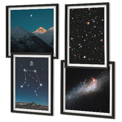 Set 4 slik v okvirju Vesoljska galaksija Tehtnica nočno nebo