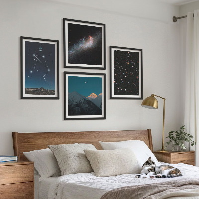 Set 4 slik v okvirju Vesoljska galaksija Tehtnica nočno nebo