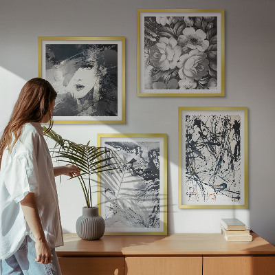 Pripravljena stenska galerija Abstraktni črno-beli vzorci