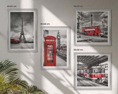 Set 4 slik v okvirju Ikonična mesta London Pariz železnica