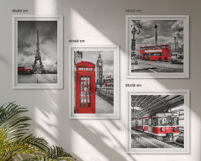 Set 4 slik v okvirju Ikonična mesta London Pariz železnica