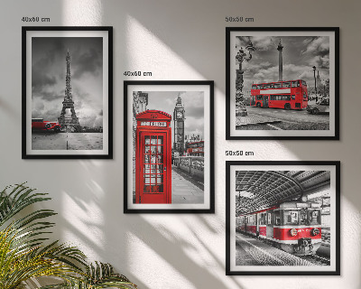 Set 4 slik v okvirju Ikonična mesta London Pariz železnica