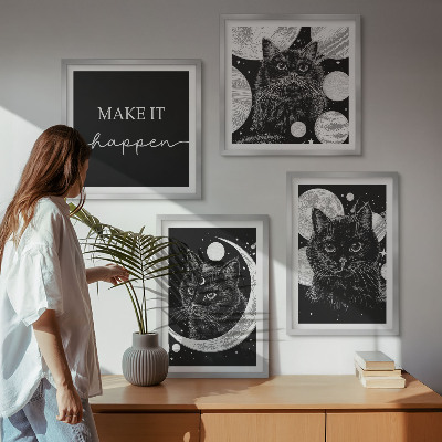 Pripravljena stenska galerija Lunin planet črnih mačk