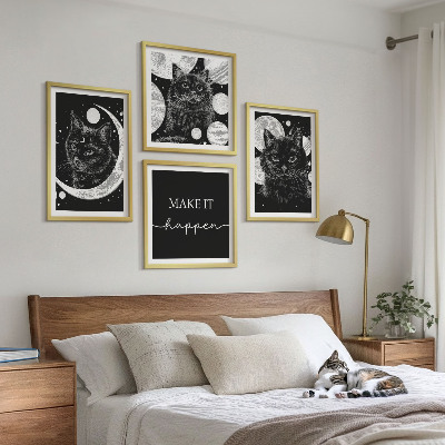 Pripravljena stenska galerija Lunin planet črnih mačk