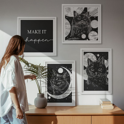 Pripravljena stenska galerija Lunin planet črnih mačk