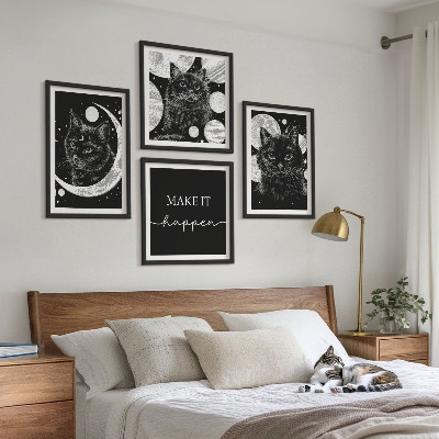 Pripravljena stenska galerija Lunin planet črnih mačk