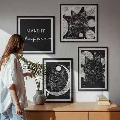 Pripravljena stenska galerija Lunin planet črnih mačk