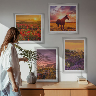 Pripravljena stenska galerija Gorska pokrajina konjska sivka