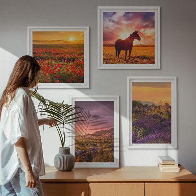 Pripravljena stenska galerija Gorska pokrajina konjska sivka