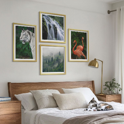Pripravljena stenska galerija Tiger slap flamingi narava