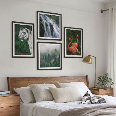 Pripravljena stenska galerija Tiger slap flamingi narava