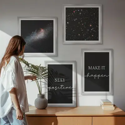 Pripravljena stenska galerija motivacijski slogani zvezde in vesolje