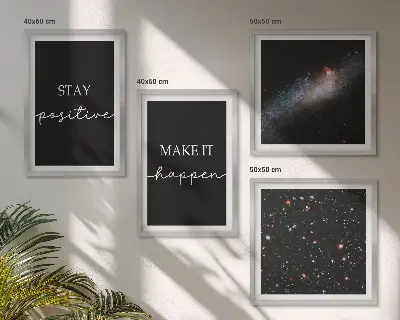 Pripravljena stenska galerija motivacijski slogani zvezde in vesolje