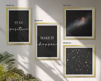 Pripravljena stenska galerija motivacijski slogani zvezde in vesolje