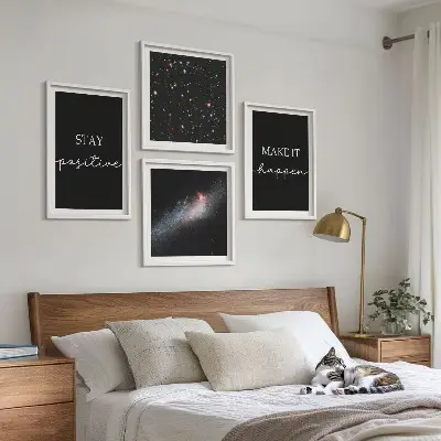 Pripravljena stenska galerija motivacijski slogani zvezde in vesolje