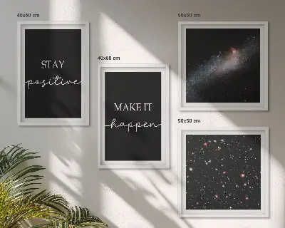 Pripravljena stenska galerija motivacijski slogani zvezde in vesolje
