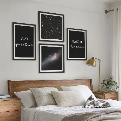 Pripravljena stenska galerija motivacijski slogani zvezde in vesolje