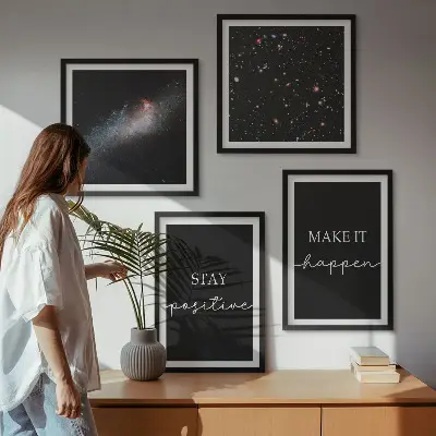 Pripravljena stenska galerija motivacijski slogani zvezde in vesolje