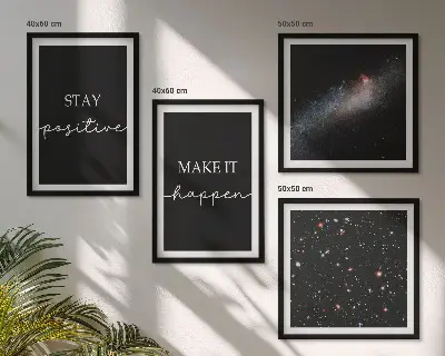 Pripravljena stenska galerija motivacijski slogani zvezde in vesolje