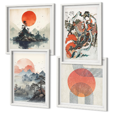 Pripravljena stenska galerija Azijske pokrajine japandi