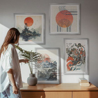 Pripravljena stenska galerija Azijske pokrajine japandi