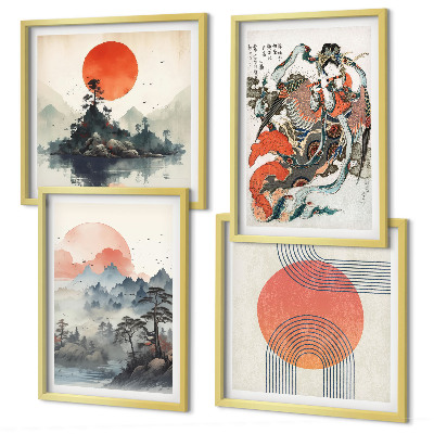 Pripravljena stenska galerija Azijske pokrajine japandi