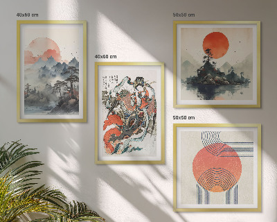 Pripravljena stenska galerija Azijske pokrajine japandi