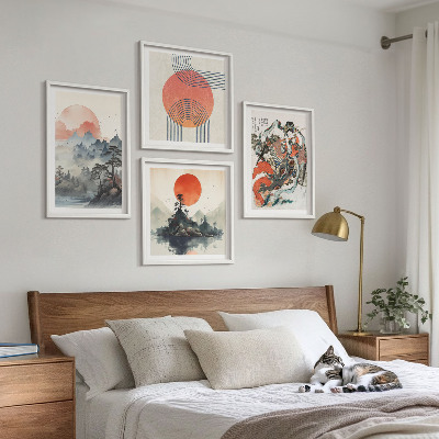 Pripravljena stenska galerija Azijske pokrajine japandi
