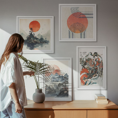 Pripravljena stenska galerija Azijske pokrajine japandi
