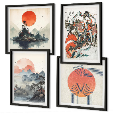 Pripravljena stenska galerija Azijske pokrajine japandi