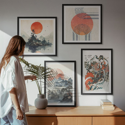 Pripravljena stenska galerija Azijske pokrajine japandi