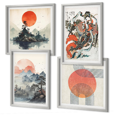 Pripravljena stenska galerija Azijske pokrajine japandi