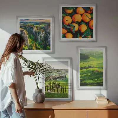 Komplet 4 slik v okvirju italijansko podeželje s pomarančami in naravo