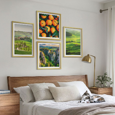 Set 4 slik v okvirju Italijansko podeželje pomaranče narava