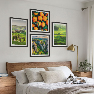 Set 4 slik v okvirju Italijansko podeželje pomaranče narava