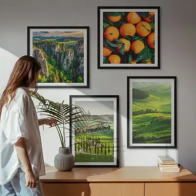 Komplet 4 slik v okvirju italijansko podeželje s pomarančami in naravo