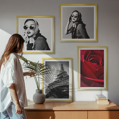 Set 4 slik v okvirju Pariška dama z Eifflovimi očali