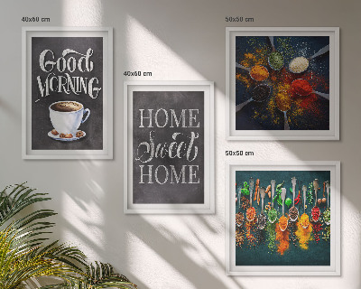 Pripravljena stenska galerija Začimbe, kava, skodelica, zelišča