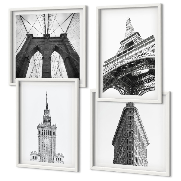 Set 4 slik v okvirju Črno-beli minimalizem v arhitekturi