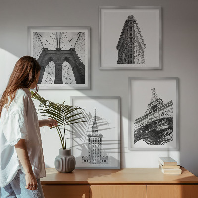Set 4 slik v okvirju Črno-beli minimalizem v arhitekturi
