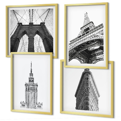 Set 4 slik v okvirju Črno-beli minimalizem v arhitekturi