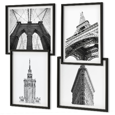 Set 4 slik v okvirju Črno-beli minimalizem v arhitekturi