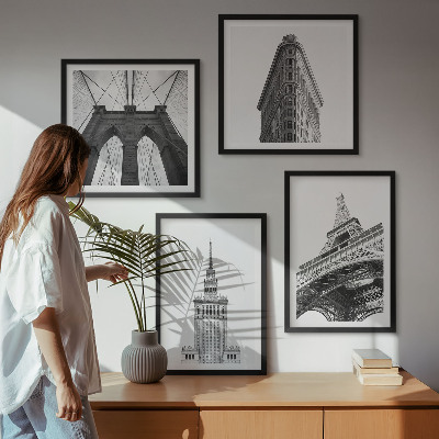 Set 4 slik v okvirju Črno-beli minimalizem v arhitekturi