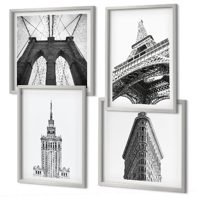 Set 4 slik v okvirju Črno-beli minimalizem v arhitekturi
