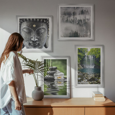 Pripravljena stenska galerija Harmonija narave kamni voda Buda