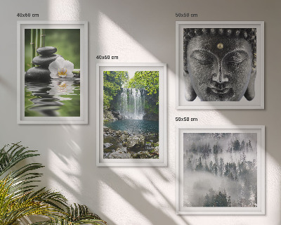 Pripravljena stenska galerija Harmonija narave kamni voda Buda
