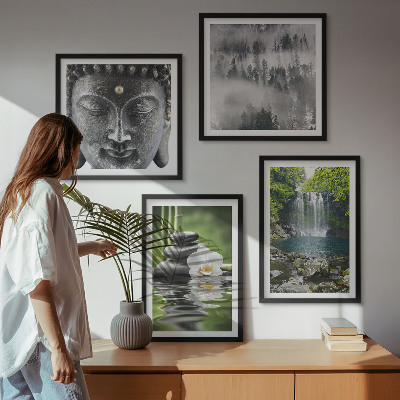 Pripravljena stenska galerija Harmonija narave kamni voda Buda