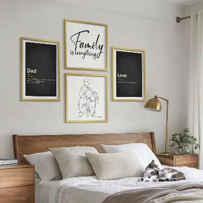 Pripravljena stenska galerija definicije ljubezni v linijski umetnosti za družino