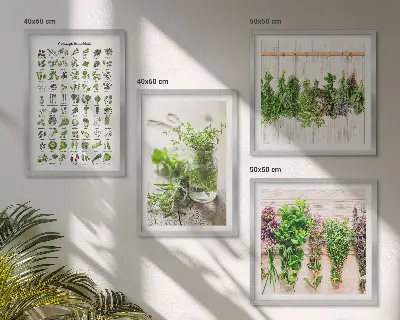 Stenska galerija s posušenimi zelišči pripravljen komplet za kuhinjo